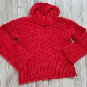 Anthropologie,Sleeping on Snow Chunky Turtleneck Sweater, Red, Small, Like New